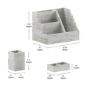 Ceely 3 Piece Wooden Desk Organizer Set for Desktop, Countertop, or Vanity in Whitewashed