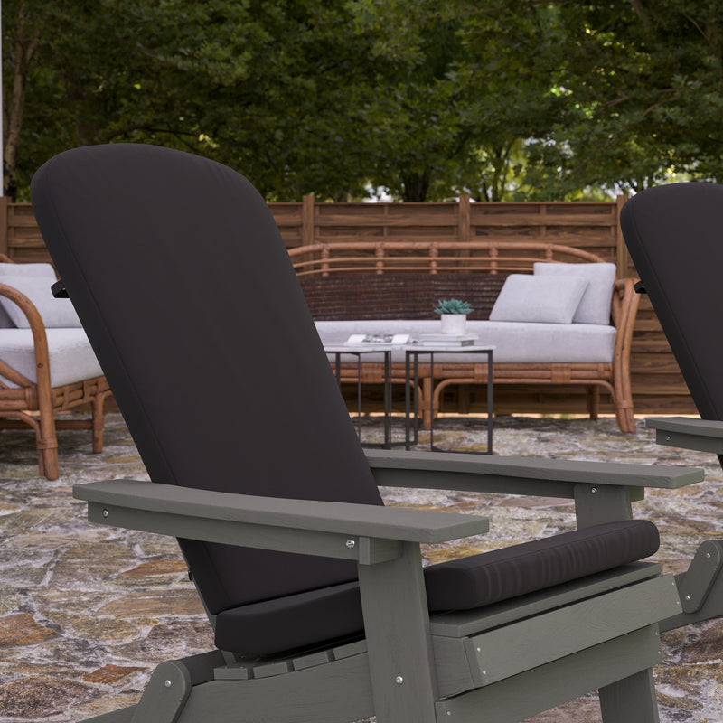 Riviera Set of 2 Weather Resistant Folding Adirondack Patio Chairs With Vertical Lattice Backs and Comfort Foam Cushions
