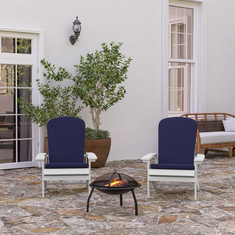 Riviera Set of 2 Weather Resistant Adirondack Patio Chairs With Vertical Lattice Backs and Comfort Foam Cushions