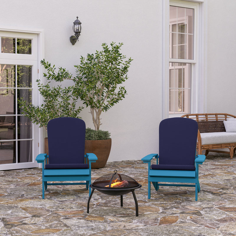 Riviera Set of 2 Weather Resistant Adirondack Patio Chairs With Vertical Lattice Backs and Comfort Foam Cushions