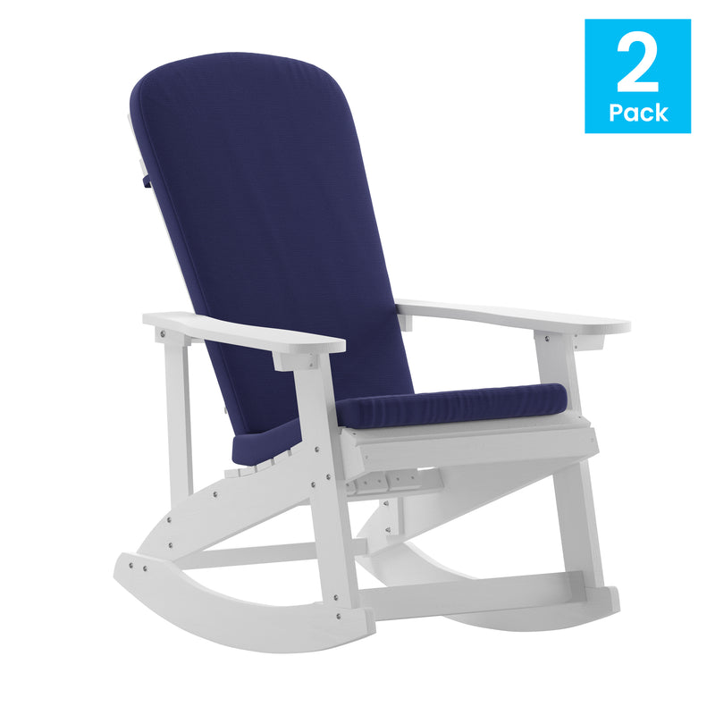 Atlantic All-Weather Polyresin Adirondack Rocking Chair with Vertical Slats and Weather Resistant Cushions