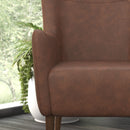 Regal Traditional Wingback Accent Chair, Faux Leather Upholstery and Wooden Frame and Legs