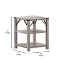 Green River Modern Farmhouse Engineered Wood End Table with Two Tiered Shelving and Powder Coated Steel Accents