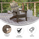 Nassau Adirondack Chair with Cup Holder, Weather Resistant HDPE Adirondack Chair in Brown