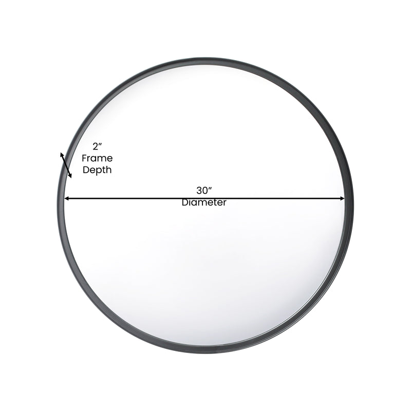 Monaco Round Deep Frame Accent Mirror Round Metal Framed Wall Mount Mirror