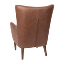 Regal Traditional Wingback Accent Chair, Faux Leather Upholstery and Wooden Frame and Legs