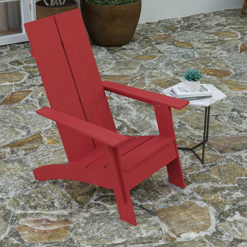 Set of 4 Piedmont Modern All-Weather Poly Resin Wood Adirondack Chairs