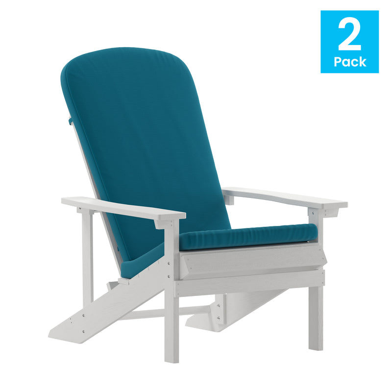 Riviera Set of 2 Weather Resistant Adirondack Patio Chairs With Vertical Lattice Backs and Comfort Foam Cushions