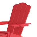 Ridley Adirondack Chair with Cup Holder and Pull Out Ottoman, All-Weather HDPE Indoor/Outdoor Lounge Chair in Red