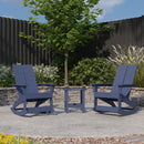 Wellington 3 Piece Patio Furniture Set Includes All-Weather UV Treated Adirondack Rocking Chairs and Side Table