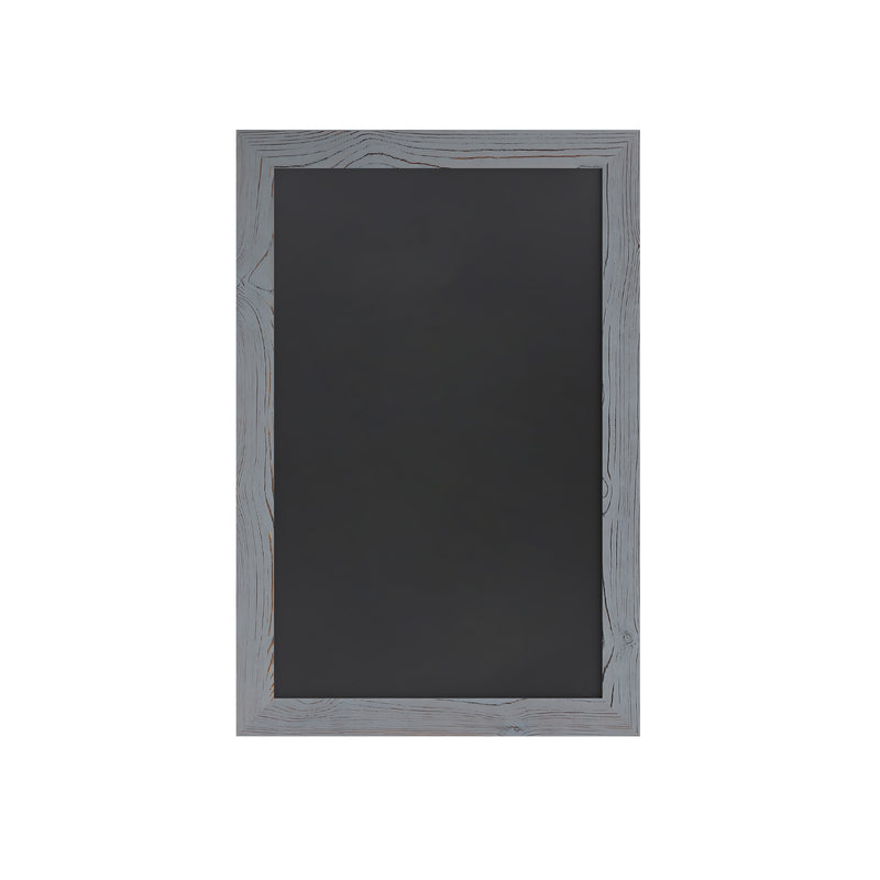 Magda 20" x 30" Rustic Gray Wall Mount Magnetic Chalkboard Sign, Hanging Wall Chalkboard Memo Board