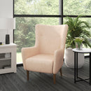 Regal Traditional Wingback Accent Chair, Faux Leather Upholstery and Wooden Frame and Legs
