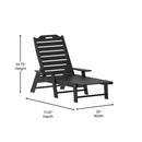 Gaylord Adjustable Adirondack Lounger with Cup Holder- All-Weather Indoor/Outdoor HDPE Lounge Chair in Black