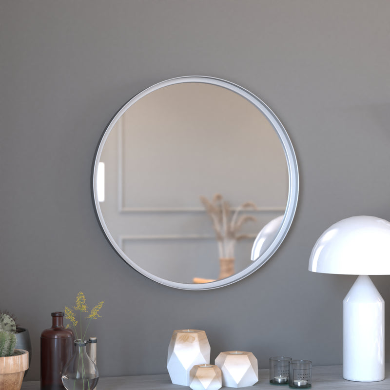 Monaco Round Deep Frame Accent Mirror Round Metal Framed Wall Mount Mirror