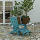 Nassau Adirondack Chair with Cup Holder and Pull Out Ottoman, All-Weather HDPE Indoor/Outdoor Lounge Chair