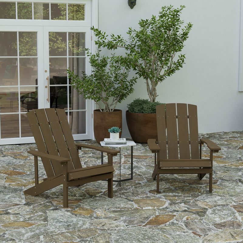 Set of 2 Riviera Adirondack Patio Chairs With Vertical Lattice Back And Weather Resistant Frame