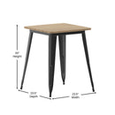 Dryden Indoor/Outdoor Dining Table, 23.75" Square All Weather Poly Resin Top with Steel Base