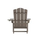 Nassau Adirondack Chair with Cup Holder, Weather Resistant HDPE Adirondack Chair in Brown, Set of 4