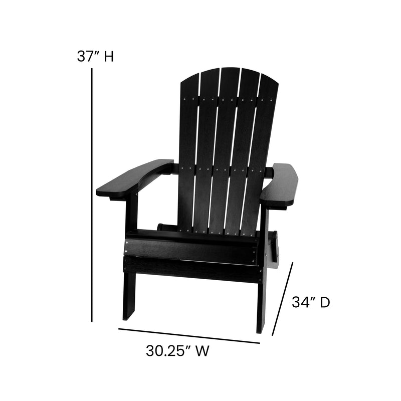 Riviera Set of 2 Weather Resistant Folding Adirondack Patio Chairs With Vertical Lattice Backs and Comfort Foam Cushions