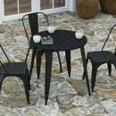 Dryden Indoor/Outdoor Dining Table, 30" Round All Weather Poly Resin Top with Steel Base