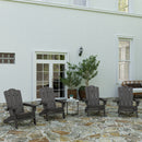 Nassau Adirondack Chair with Cup Holder, Weather Resistant HDPE Adirondack Chair in Gray, Set of 4