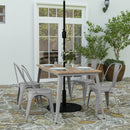 Dryden Indoor/Outdoor Dining Table with Umbrella Hole, 30" x 60" All Weather Poly Resin Top and Steel Base