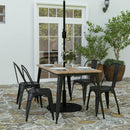 Dryden Indoor/Outdoor Dining Table with Umbrella Hole, 30" x 60" All Weather Poly Resin Top and Steel Base