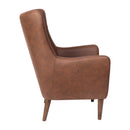 Regal Traditional Wingback Accent Chair, Faux Leather Upholstery and Wooden Frame and Legs