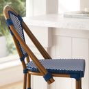 Sacha Set of Two Stacking French Bistro Bar Stools with PE Seats and Back and Bamboo Finished Metal Frames for Indoor/Outdoor Use