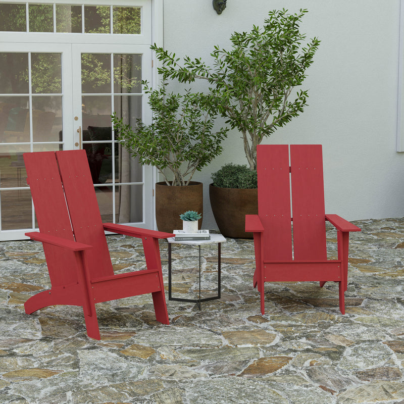 Set of 2 Piedmont Modern All-Weather Poly Resin Wood Adirondack Chairs