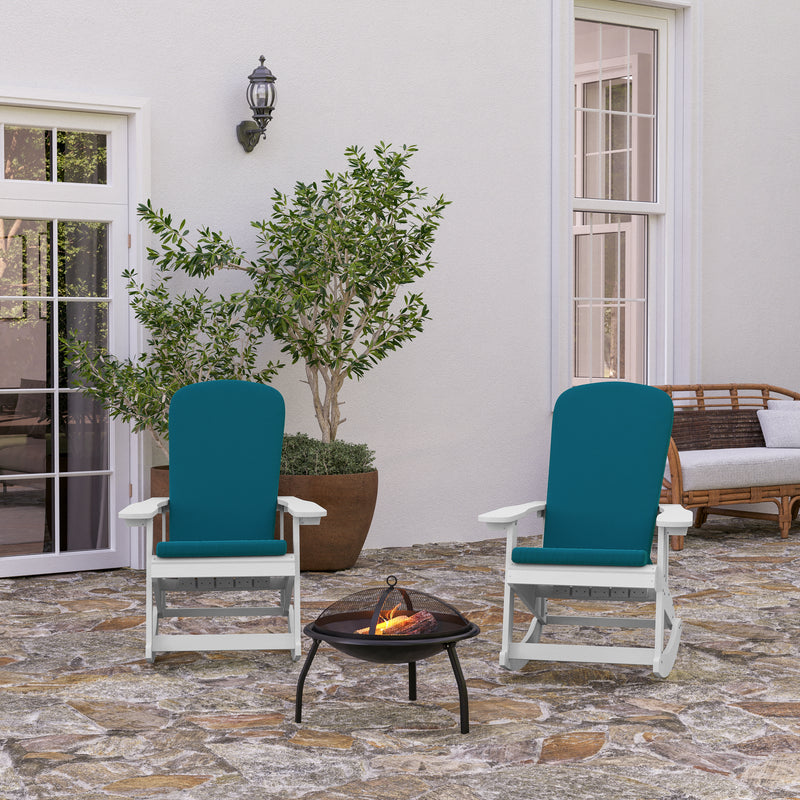 Atlantic All-Weather Polyresin Adirondack Rocking Chair with Vertical Slats and Weather Resistant Cushions