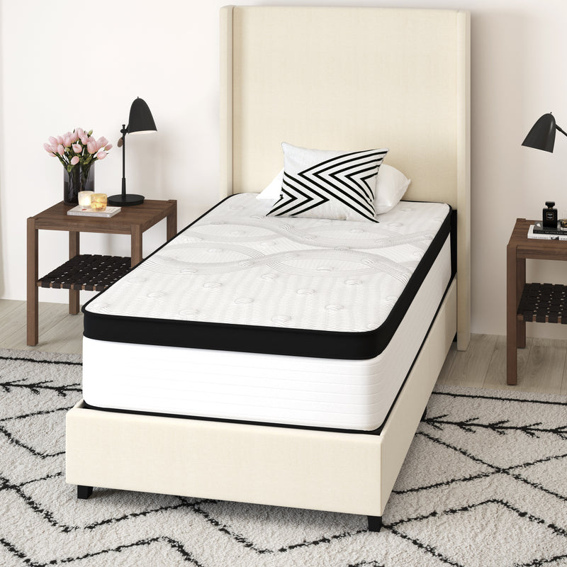 Hulen 12 Inch Extra Firm Twin Hybrid Pocket Spring & CertiPUR-US Certified Foam Mattress in a Box