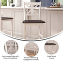 Imelda Set of Two Solid Wood Modern Farmhouse Bar Height Dining Stool