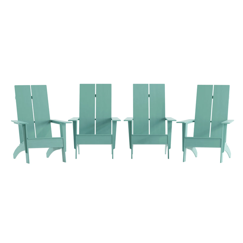 Set of 4 Piedmont Modern All-Weather Poly Resin Wood Adirondack Chairs