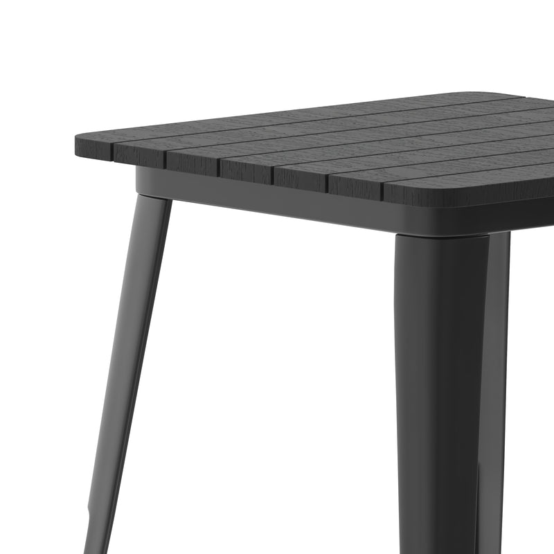 Dryden Indoor/Outdoor Dining Table, 23.75" Square All Weather Poly Resin Top with Steel Base