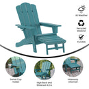 Nassau Adirondack Chair with Cup Holder and Pull Out Ottoman, All-Weather HDPE Indoor/Outdoor Lounge Chair