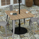 Dryden Indoor/Outdoor Dining Table with Umbrella Hole, 36" Square All Weather Poly Resin Top and Steel Base