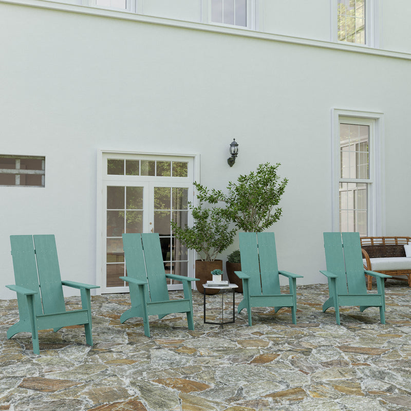 Set of 4 Piedmont Modern All-Weather Poly Resin Wood Adirondack Chairs
