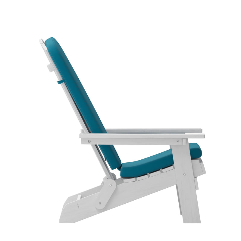Riviera Set of 2 Weather Resistant Folding Adirondack Patio Chairs With Vertical Lattice Backs and Comfort Foam Cushions