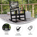 Fielder Contemporary Rocking Chair, All-Weather HDPE Indoor/Outdoor Rocker in Black