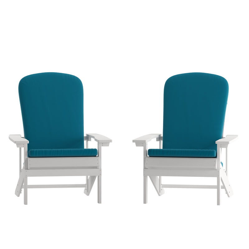 Riviera Set of 2 Weather Resistant Adirondack Patio Chairs With Vertical Lattice Backs and Comfort Foam Cushions