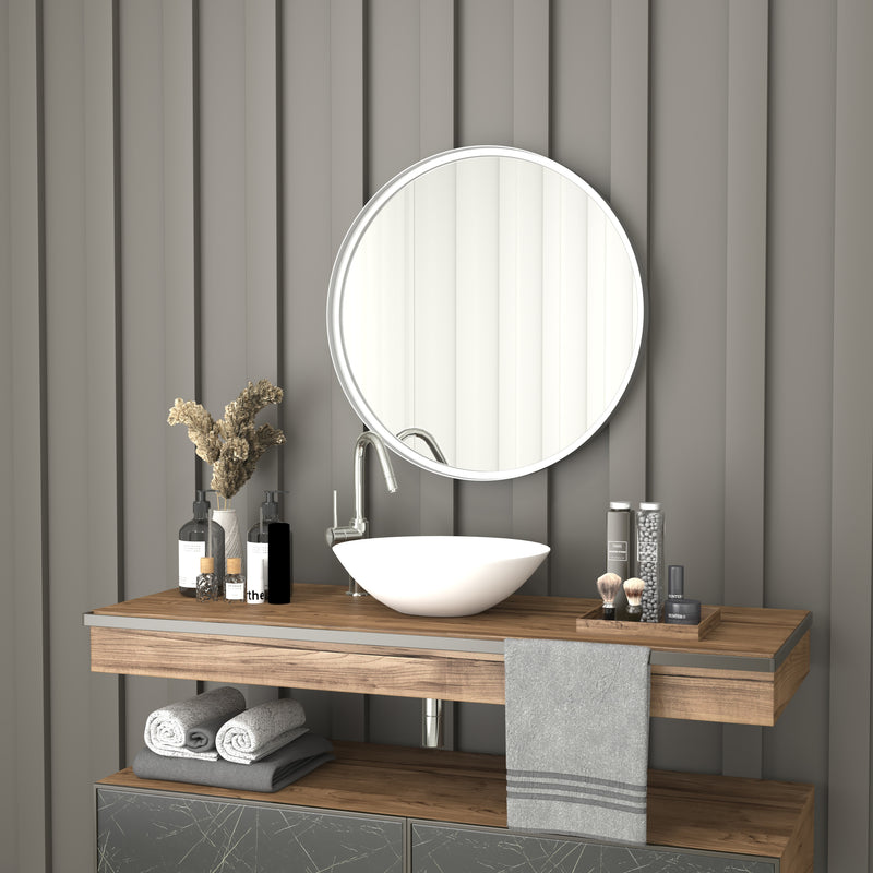 Monaco Round Deep Frame Accent Mirror Round Metal Framed Wall Mount Mirror
