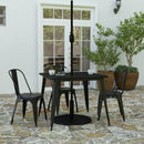 Dryden Indoor/Outdoor Dining Table with Umbrella Hole, 36" Square All Weather Poly Resin Top and Steel Base