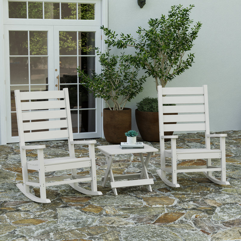 Ridley Outdoor Folding Side Table, Portable All-Weather HDPE Adirondack Side Table in White