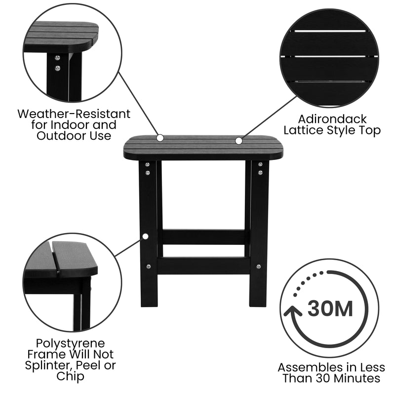 Wellington 3 Piece Patio Furniture Set Includes All-Weather UV Treated Adirondack Rocking Chairs and Side Table