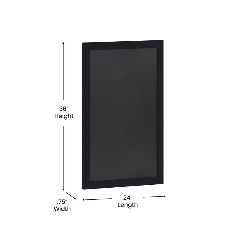Magda 24" x 36" Black Wall Mount Magnetic Chalkboard Sign, Hanging Wall Chalkboard Memo Board