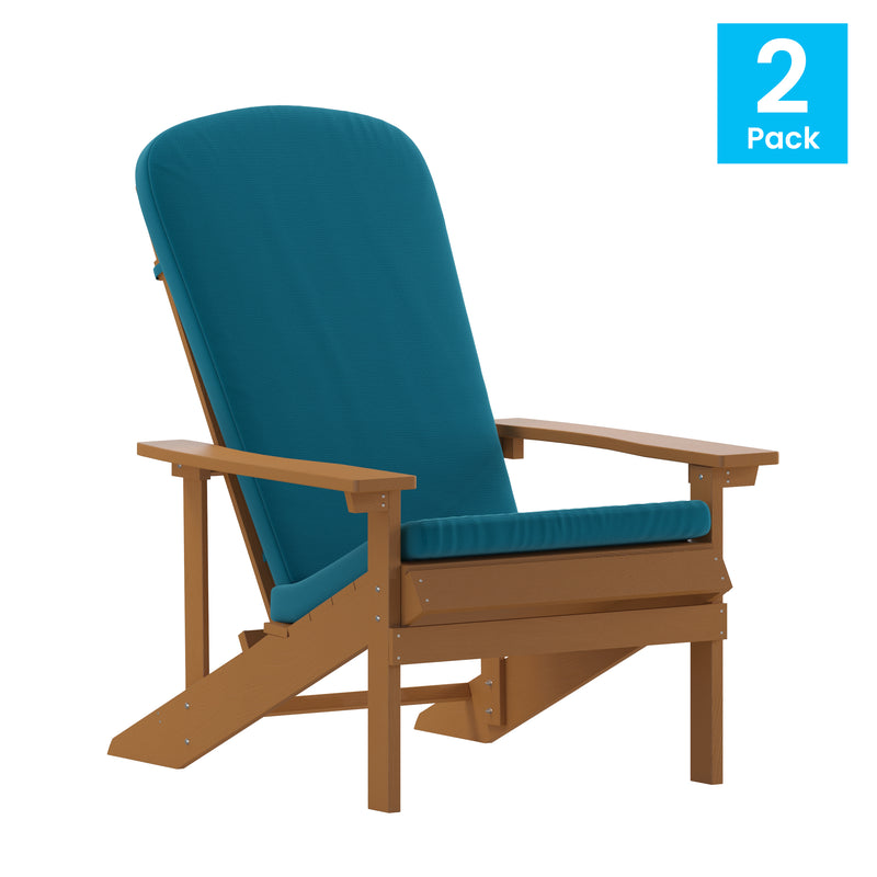 Riviera Set of 2 Weather Resistant Adirondack Patio Chairs With Vertical Lattice Backs and Comfort Foam Cushions