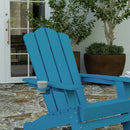 Nassau Adirondack Chair with Cup Holder, Weather Resistant HDPE Adirondack Chair in Blue, Set of 4