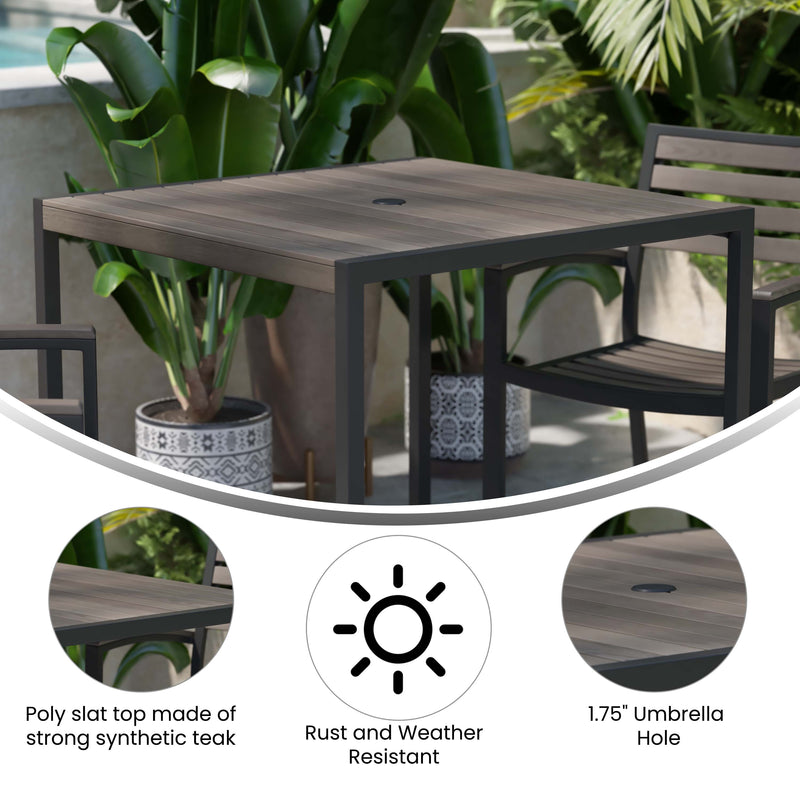 Kersey Outdoor 35" Square Dining Table with Umbrella Hole
