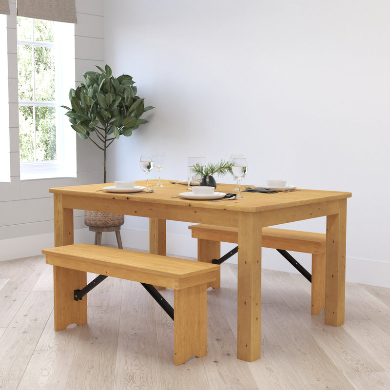 Jessamine 60" x 38" Rectangular Solid Pine Farm Dining Table